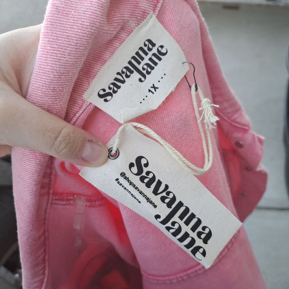 NEW Savanna Jane 1X PLUS SIZE Pink Denim Jacket Women's Pearl Western Cowgirl - Picture 5 of 10